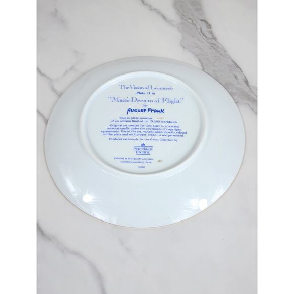 The Vision Of Leonardo Man's Dream Of Flight Year 1982 Plate 8 1/2" Wall Decor - Picture 12 of 15